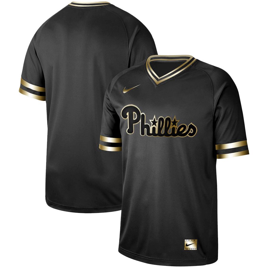 Men Philadelphia Phillies Blank Nike Black Gold MLB Jerseys